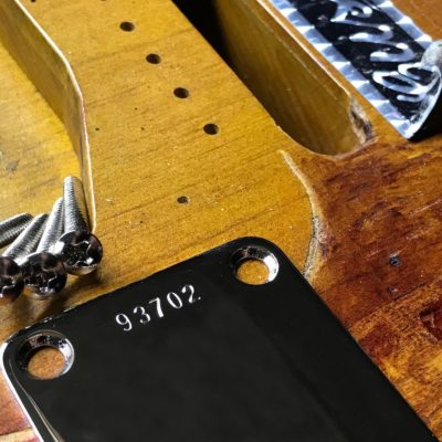 SRV Vaughan First Wife Stratocaster replica neckplate closeup